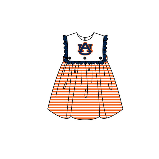 Preorder moq 5 Baby Girls Sleeveless Orange Stripe AU Team Knee Length Dresses