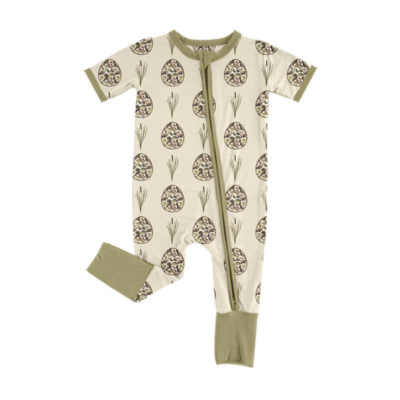 Preorder(moq5)  Baby Clothes High-Quality Easter Bunny Print Short Sleeve Romper