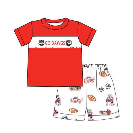 Preorder (moq 5)Baby Boys Go Dawgs Team Tee Top Shorts Clothes Sets
