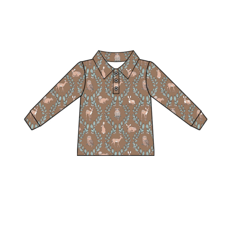 Preorder (moq 5)Baby Girls Animals Flowers Checked Fall Button Polo Shirts Top