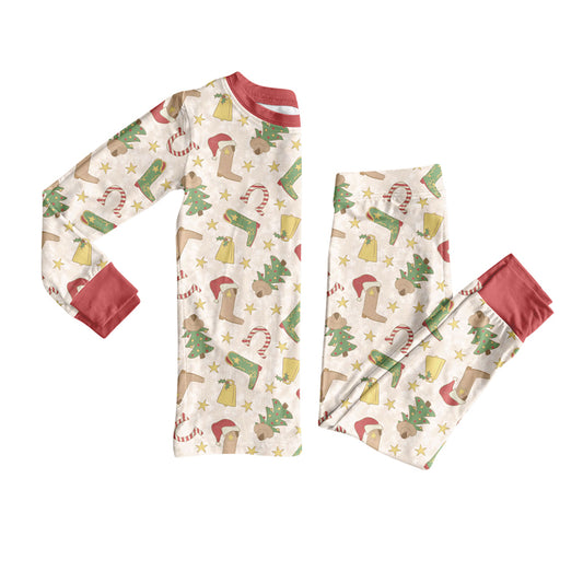Preorder (moq 5)Baby Boys Boots Trees Top Pants Christmas Pajamas Sets