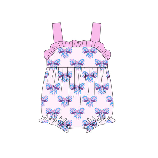 Preorder(moq 5)Baby Infant Girls Pink Strap Leopard Bows Ruffle Rompers