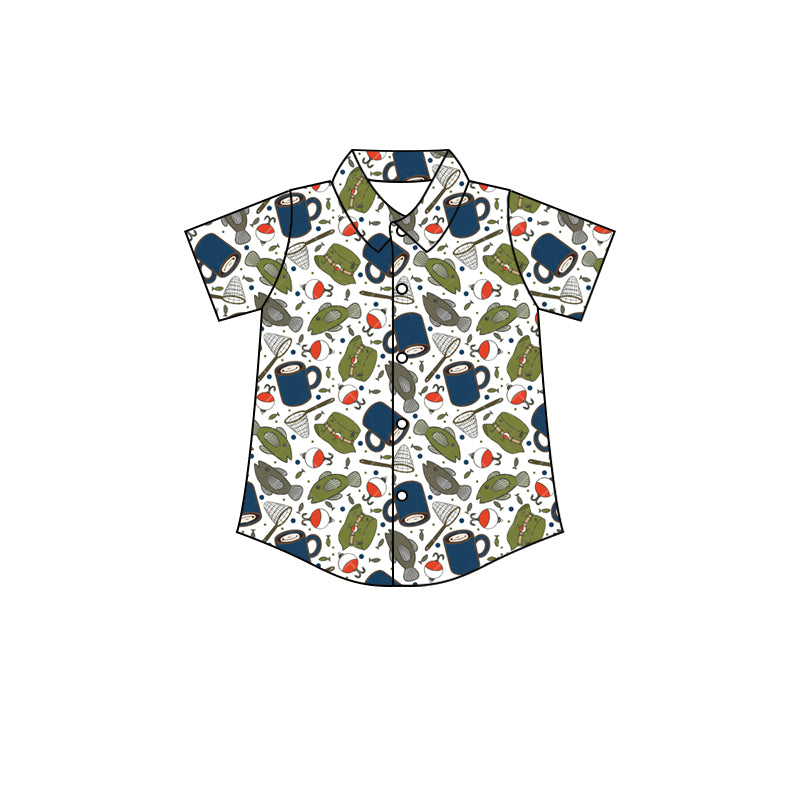 Preorder (moq 5)Baby Boys Short Sleeve Fishing Hunting Button Shirts Top