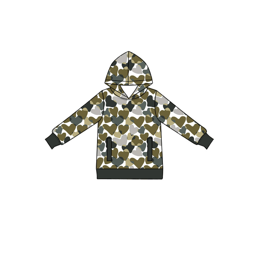 Preorder (moq5) Baby Boys Colorful Hearts Checked Valentines Pockets Hoodies Top