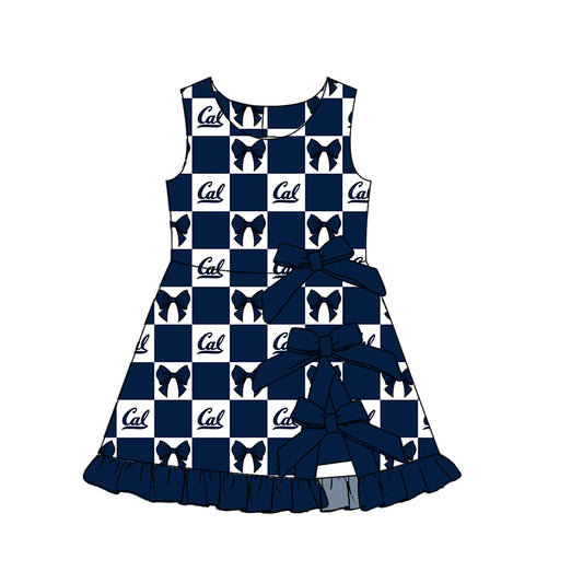 Preorder(moq 5)Baby Girls Bows Bears Team Short Knee Length Dress