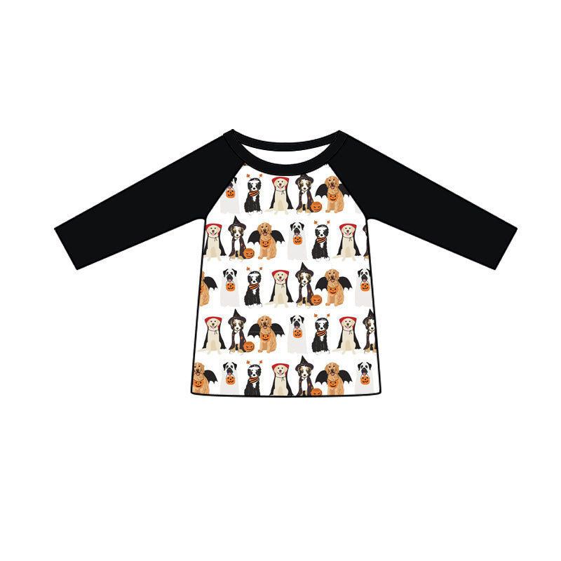 Preorder (moq 5)Baby Boys Long Sleeve Dogs Ghost Pumpkins Halloween T-shirts Top