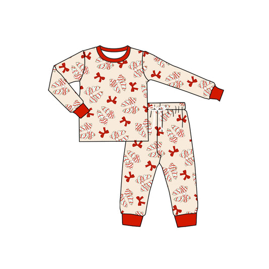 Preorder (moq 5)Baby Boys Long Sleeves Red Bows Top Pant Pajamas Sets