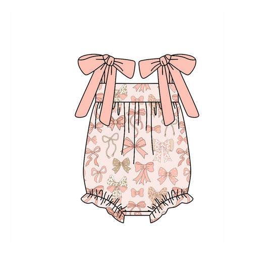 Preorder(moq 5)Baby Infant Girls Pink Bows Strap Colorful Bows Summer Rompers
