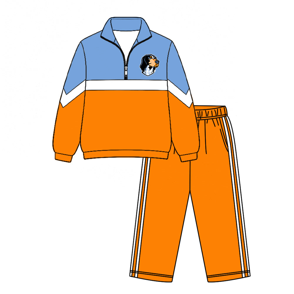 Preorder(moq 5)Baby Boys Tennessee Zip Pullover Pockets Pants Team Clothes Sets