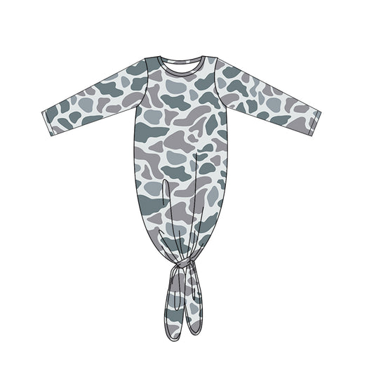 Baby Girls Grey Camo Long Sleeve Gowns preorder(moq 5)