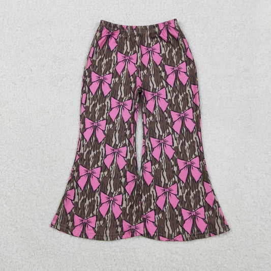 Baby Girls Southern Olive Camo Pink Bows Flare Pants Bottoms