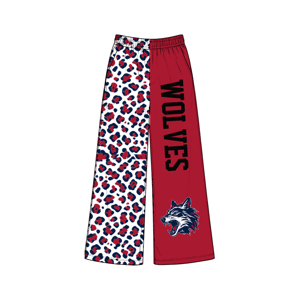 Preorder (moq 5) Adult Women Wolves Red Leopard Pants Bottom