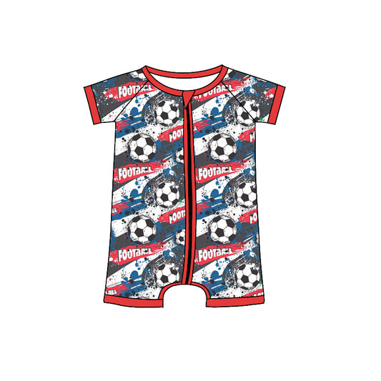 Baby Boys Football Short Sleeve Zip Rompers preorder(moq 5)