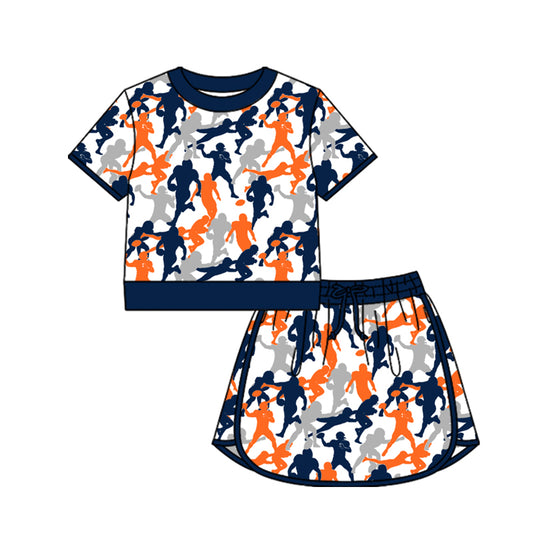 Preorder (moq 5)Baby Girls Colorful Athletes Footballs Top Skirt Shorts Team Clothes Sets