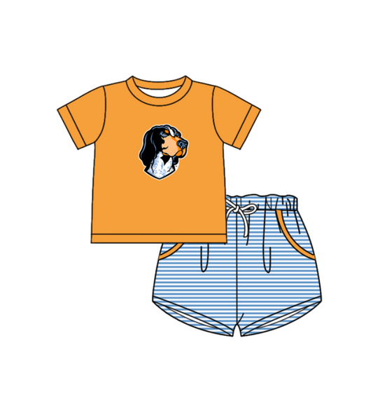 Preorder (moq 5)Baby Boys Tennessee Volunteers Top Pockets Stripe Short Team Clothes Set