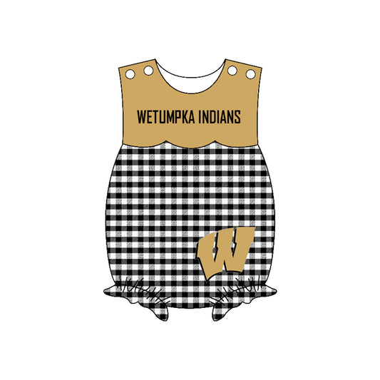Preorder (moq 5)Baby Girls Sleeveless Wetumpka Indians Ruffle Rompers