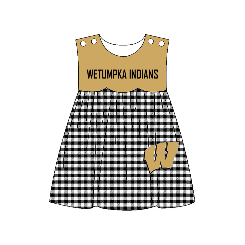 Preorder moq 5 Baby Girls Sleeveless Wetumpka Indians Team Knee Length Dresses