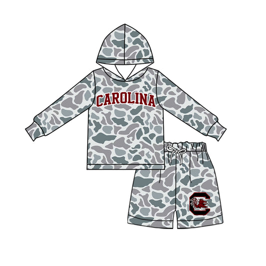Preorder (moq 5) Baby Boys Carolina Camouflage Hoodie Short Team Clothes Sets