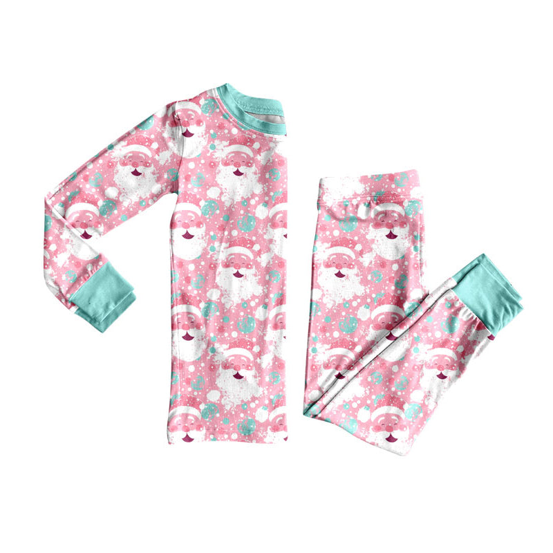 Preorder (moq 5)Baby Girls Santa Snowflake Plaid Top Pants Christmas Pajamas Set