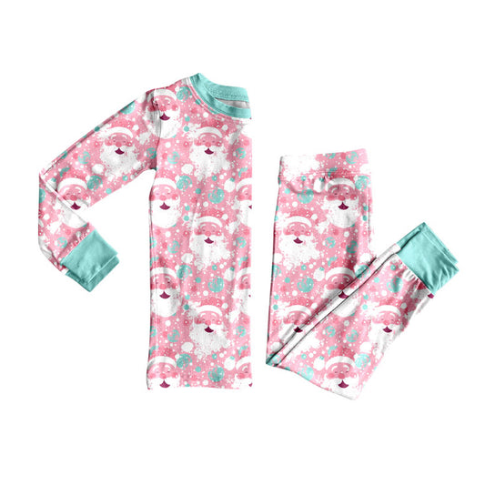 Preorder (moq 5)Baby Girls Santa Snowflake Plaid Top Pants Christmas Pajamas Set