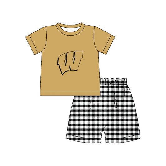 Preorder moq 5 Baby Boys Wetumpka Indians Top Checked Short Team Clothes Set