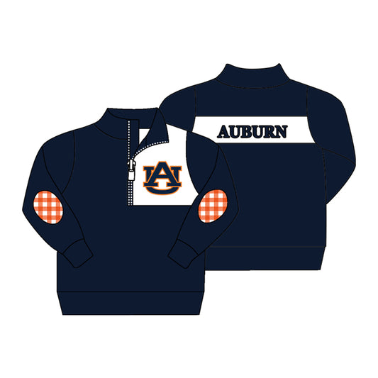 Preorder (moq 5)Baby Boys Navy Long Sleeve AU Zip Team Pullovers Top