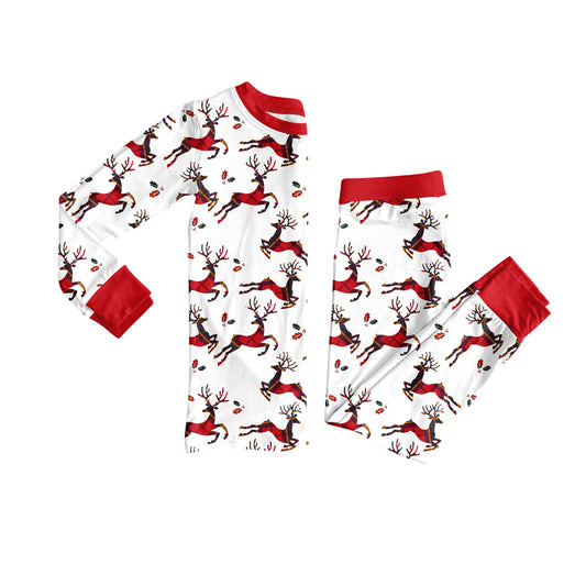 Preorder (moq 5)Baby Girls Long Sleeves Red Deer Holly Top Pant Pajamas Clothes Set