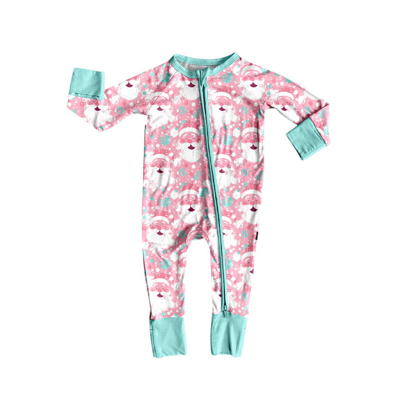 Preorder(moq 5)Baby Boys Snowflake Santa Plaid Christmas Zipper Footie Rompers