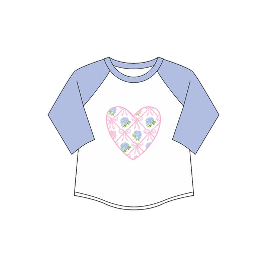 Preorder (moq 5)Baby Girls Lavender Long Sleeves Floral Hearts Tee Shirts Top