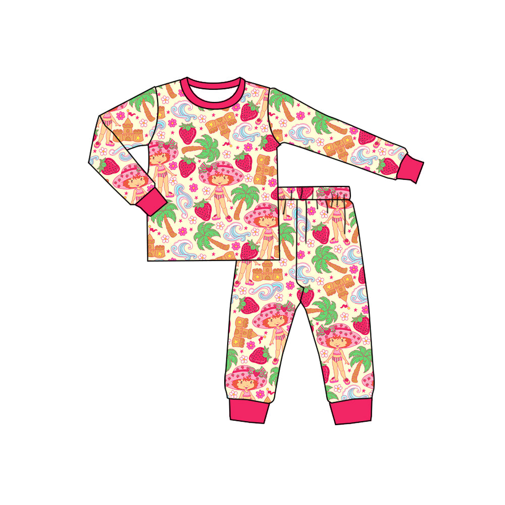 Preorder(moq 5) Baby Girls Cartoon Strawberry Girls Castles Top Pants Pajamas Sets