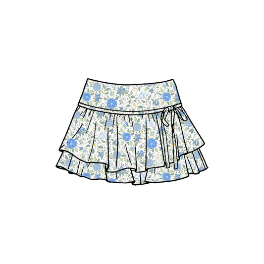 Preorder (moq 5)Baby Girls Colorful Flowers Double Ruffle Skirt Shorts Bottom