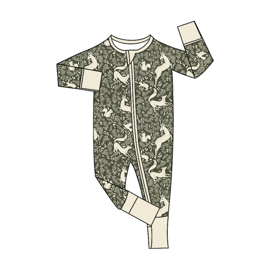 Preorder (moq 5)Baby Girls Flowers Animals Two Way Zip Convertible Hunting Rompers