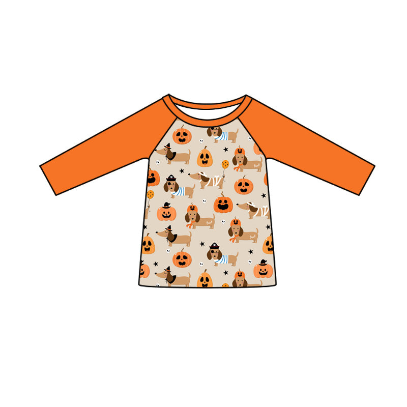Preorder (moq 5)Baby Boys Long Sleeve Dogs Ghost Pumpkins Halloween T-shirts Top