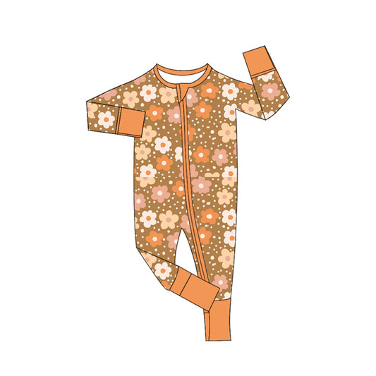 Preorder moq 5 Baby Girls Brown Flowers Zippy Sleepers Rompers