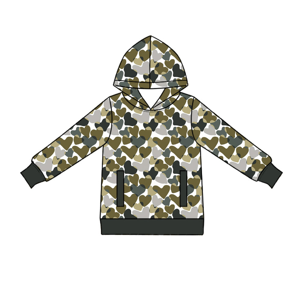 Preorder (moq 5) Adult Women Colorful Hearts Valentines Pockets Hoodies Top