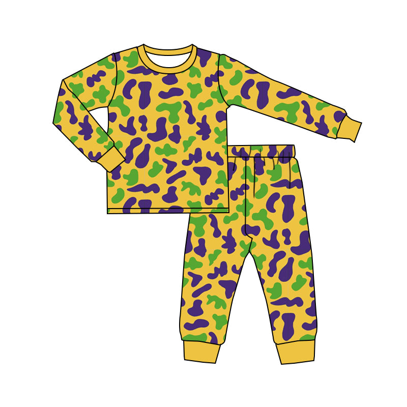 Preorder (moq 5) Baby Boys Mardigras Camo Top Pant Pajamas Sets