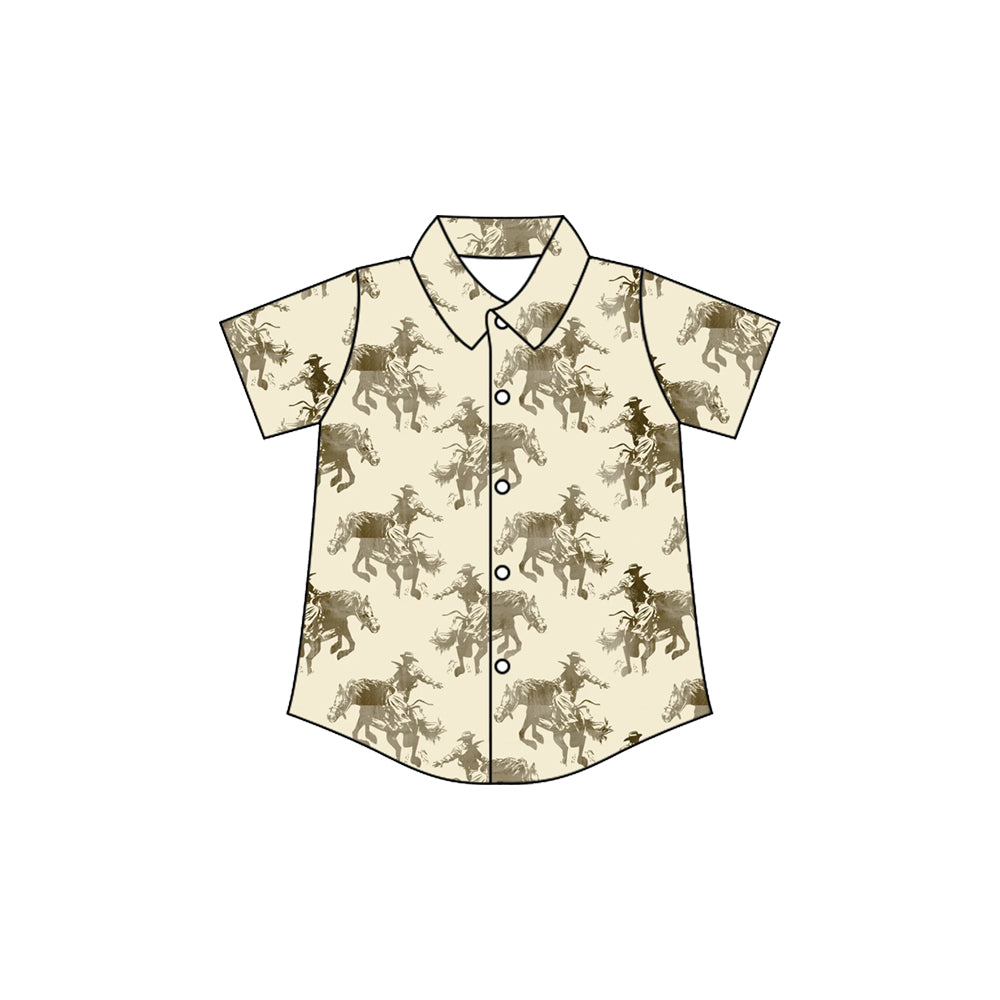 Preorder(moq 5) Baby Boys Horse Rodeos Western Button Shirts Top
