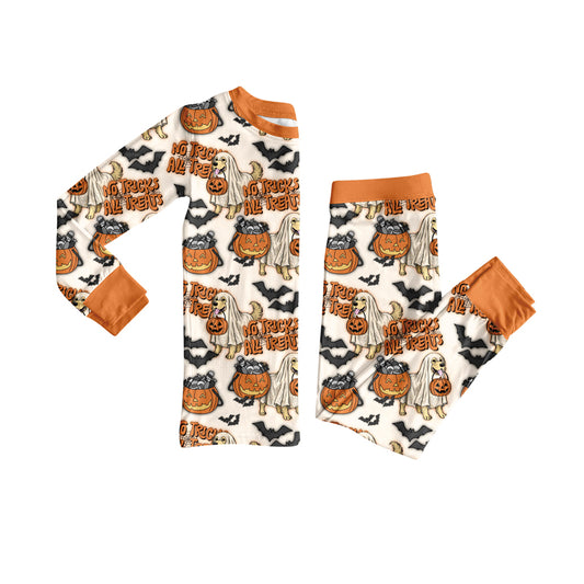 Preorder (moq 5)Baby Girls Ghost Pumpkins Top Pant Halloween Pajamas Set