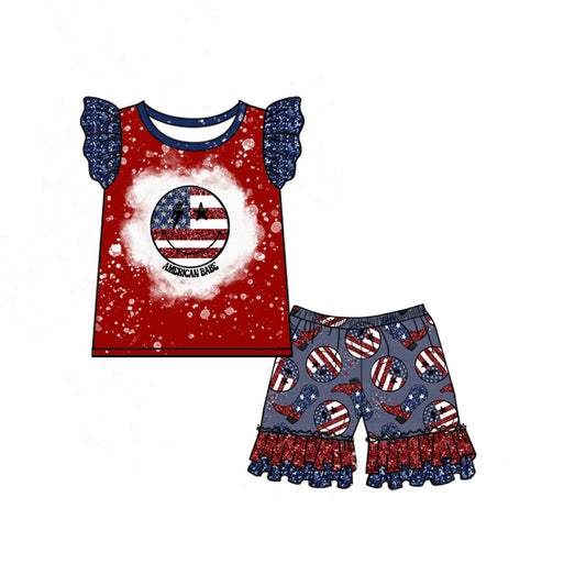 Baby Girls 4th Of July Stars Boots Shirts Shorts Clothes Sets preorder(moq 5)
