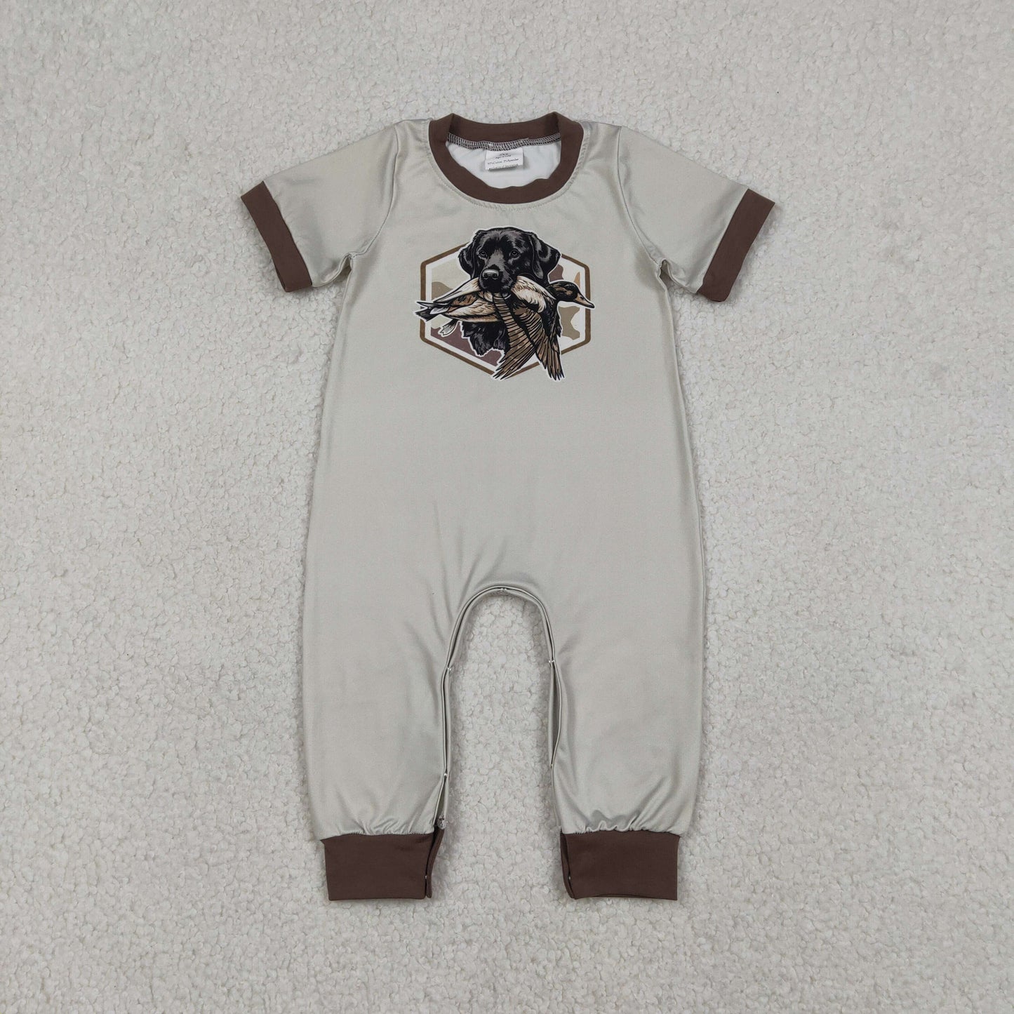 Baby Boys Camo Ducks Dogs Hunting Footie Rompers