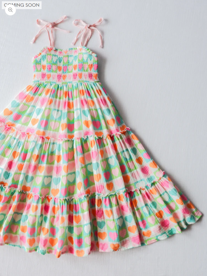 Baby Girls Colorful Hearts Maxi Straps Dresses Preorder (moq 5)