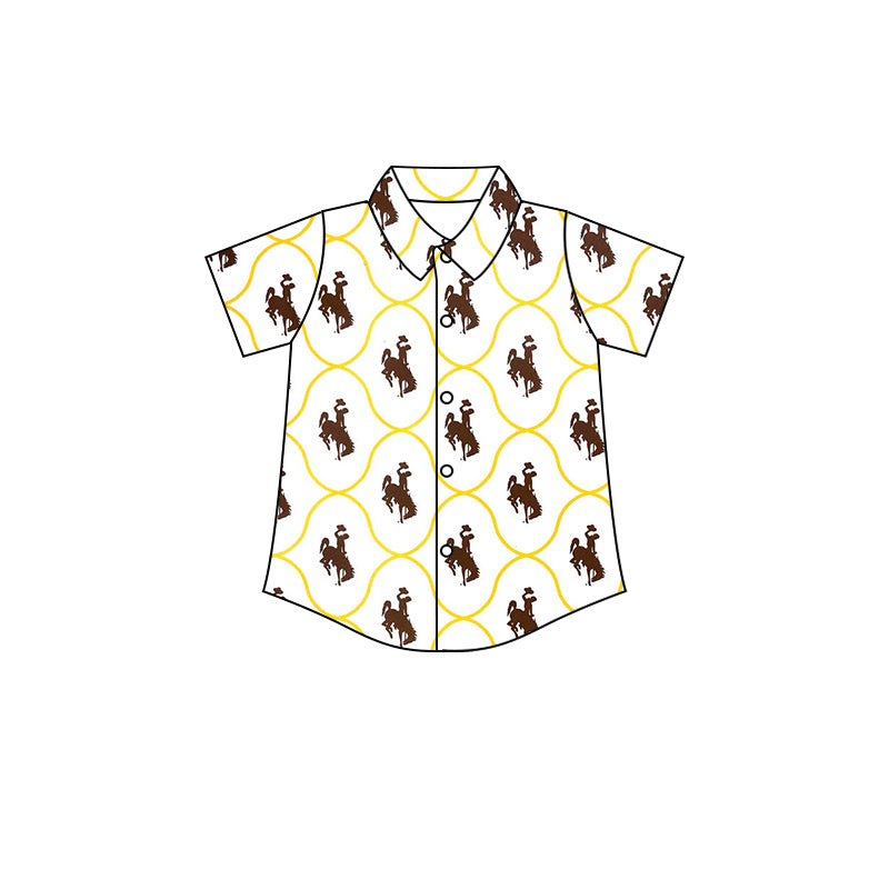 Baby Boys Western Rodeo Buttons Short Sleeve Tee Shirts Tops preorder(moq 5)