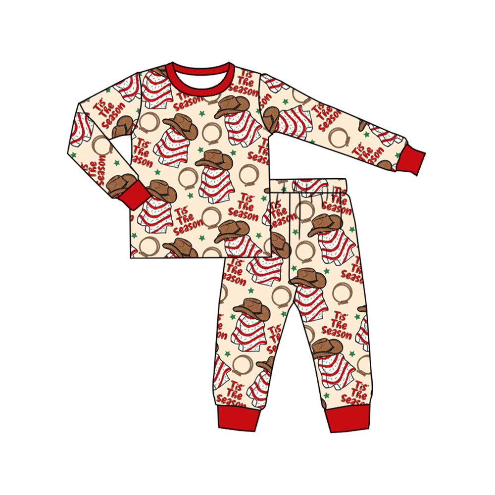 Baby Boys Western Christmas Tree Cake Top Pants Pajamas Clothes Sets preorder(MOQ 5)