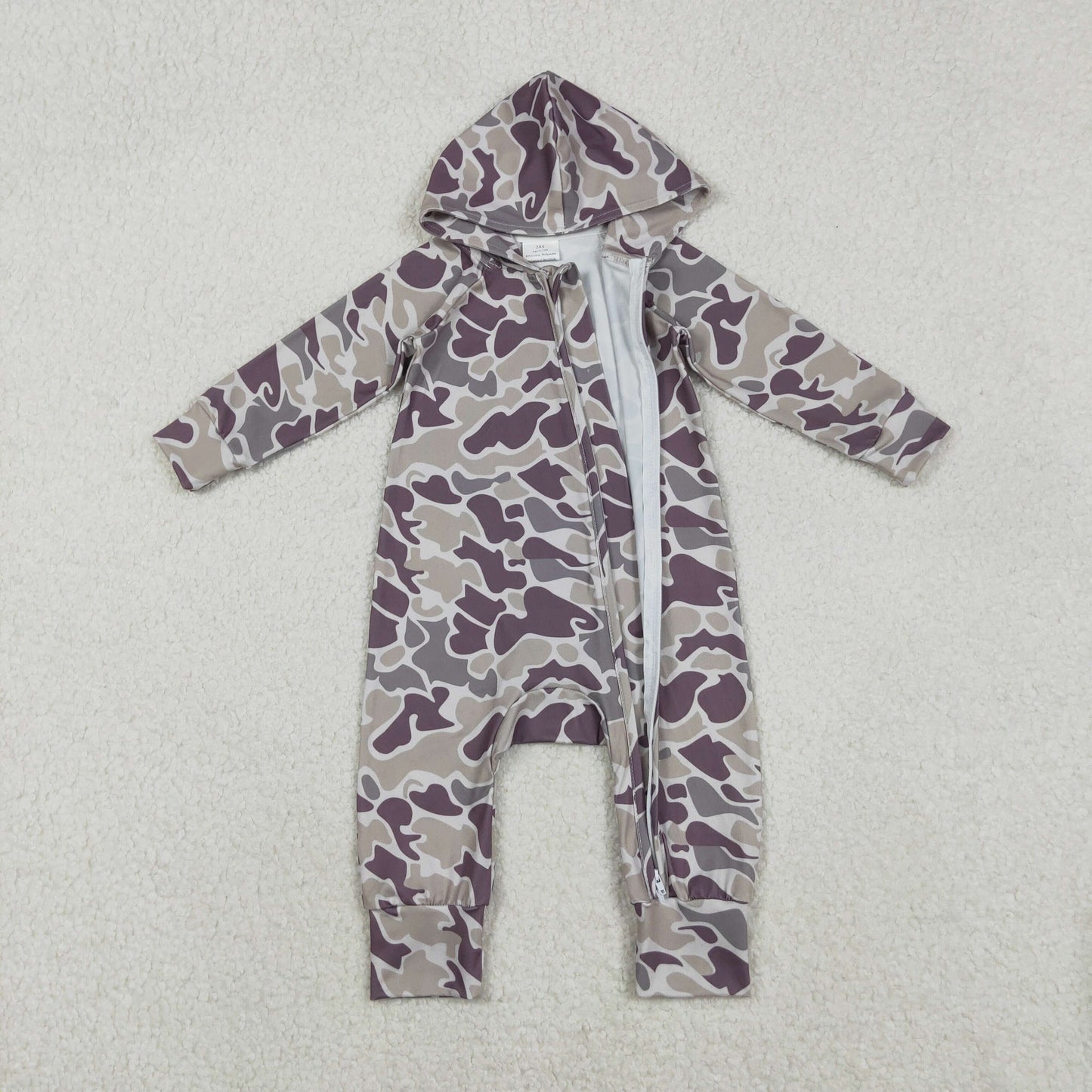 Baby Boys Southern Grey Camo Hoodie Two Way Converbitle Rompers