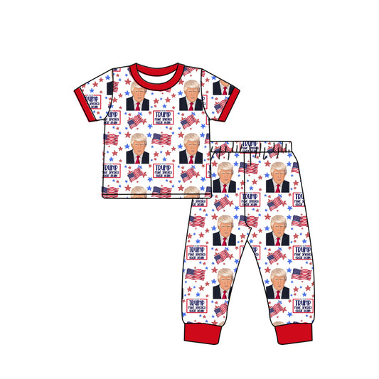 Baby Kids Short Sleeve Trump Top Pants Pajamas Clothes Sets preorder(MOQ 5)