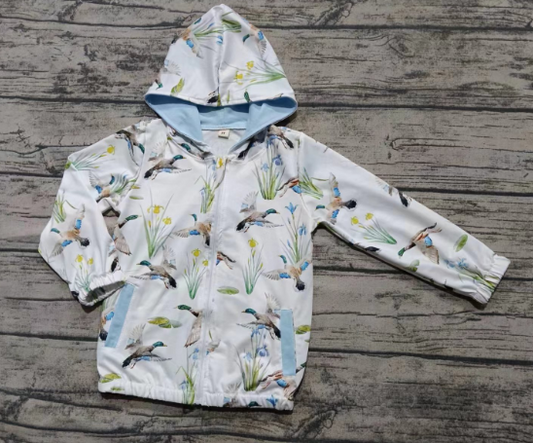 Preorder moq 5 Baby Boys Long Sleeves Ducks Zipper Pockets Hoodie Top