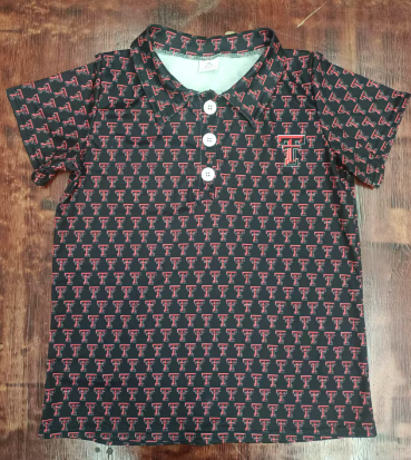 Preorder moq 5 Baby Boys Black Short Sleeves Button Red T Polo Shirts Top