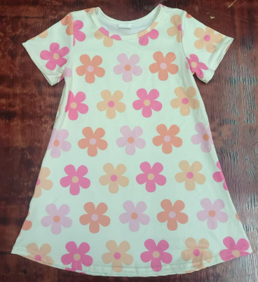 Preorder moq 5 Baby Girls Pink Flowers Knee Length Dress