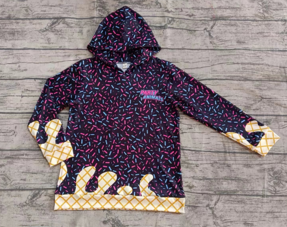 Preorder moq 5 Baby Boys Long Sleeves Purple Party Animals Team Hoodies Top