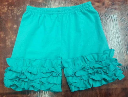 Preorder moq 5 Baby Girls Green Ruffle Summers Shorts Bottoms